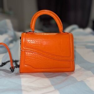 Zara Orange Mini Bag with Croc Texture